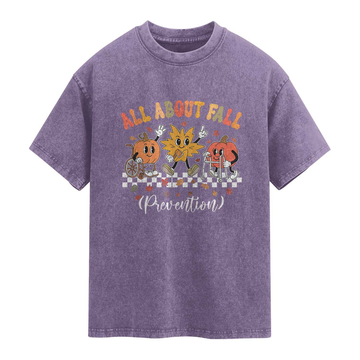 Fall Prevention Washed Cotton T-Shirt Autumn Thanksgiving Nurse PT OT