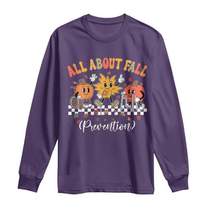 Fall Prevention Long Sleeve Shirt Autumn Thanksgiving Nurse PT OT TS10 Purple Print Your Wear