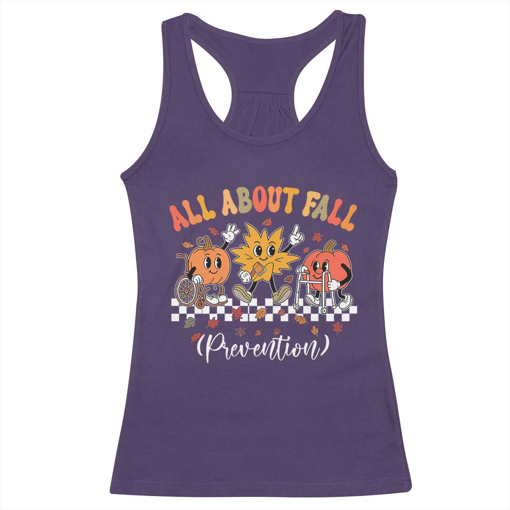 Fall Prevention Racerback Tank Top Autumn Thanksgiving Nurse PT OT TS10 Purple Print Your Wear