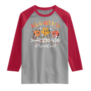 Fall Prevention Raglan Shirt Autumn Thanksgiving Nurse PT OT TS10 Sport Gray Red Print Your Wear