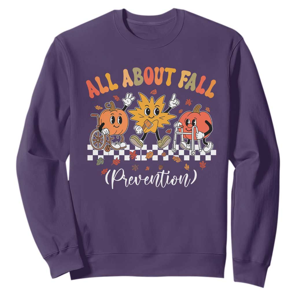 Fall Prevention Sweatshirt Autumn Thanksgiving Nurse PT OT TS10 Purple Print Your Wear