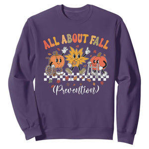 Fall Prevention Sweatshirt Autumn Thanksgiving Nurse PT OT TS10 Purple Print Your Wear
