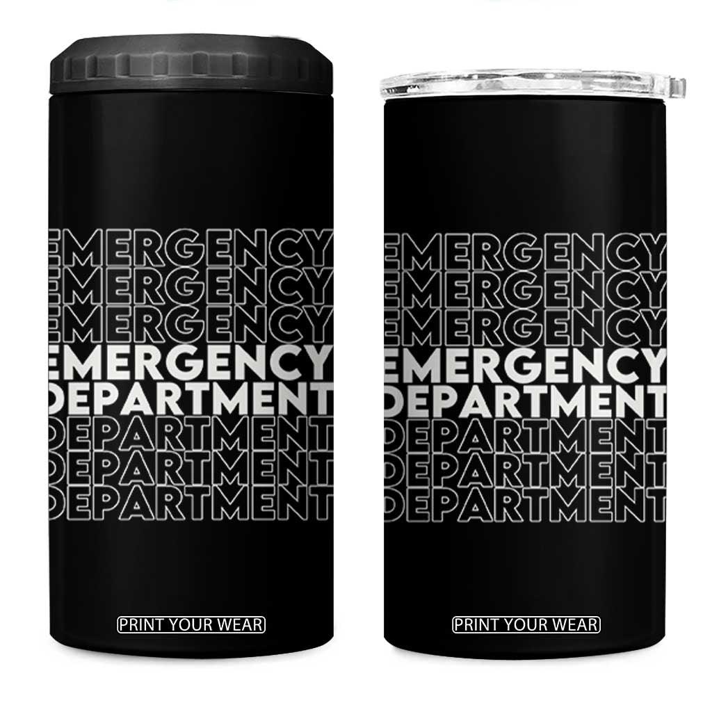 Emergency Department 4 in 1 Can Cooler Tumbler Retro ER Nurse Gift TS10 One Size: 16 oz Black Print Your Wear