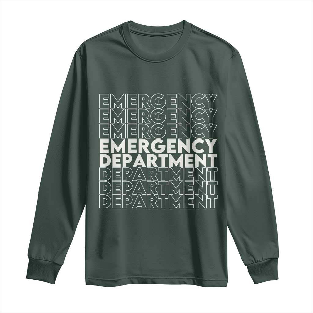 Emergency Department Long Sleeve Shirt Retro ER Nurse Gift TS10 Dark Forest Green Print Your Wear