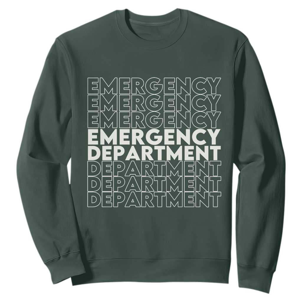 Emergency Department Sweatshirt Retro ER Nurse Gift TS10 Dark Forest Green Print Your Wear