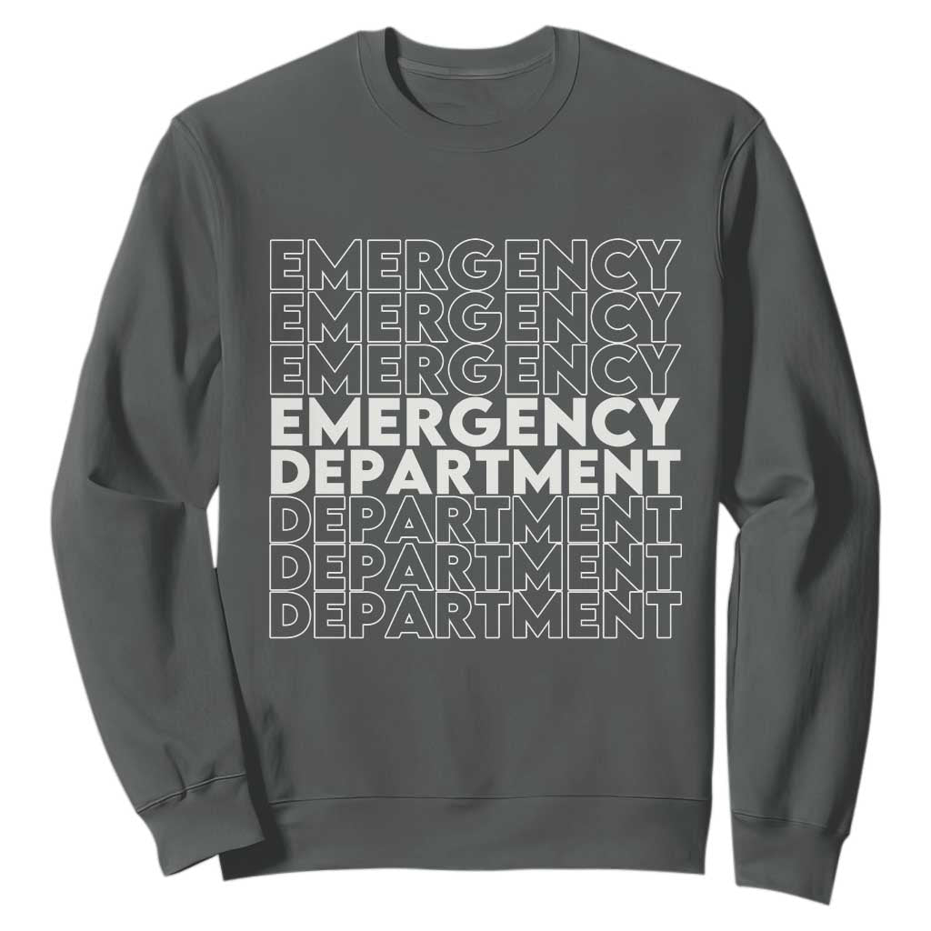 Emergency Department Sweatshirt Retro ER Nurse Gift TS10 Dark Heather Print Your Wear