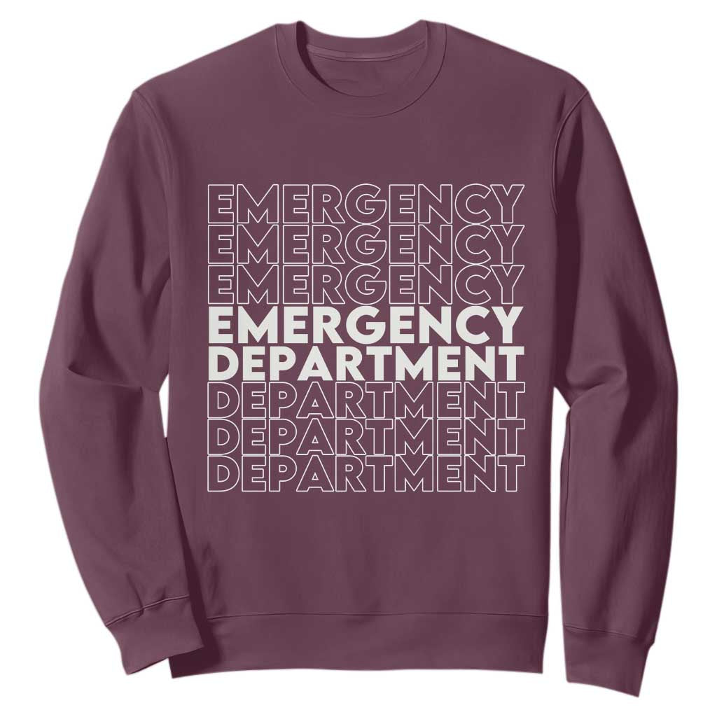 Emergency Department Sweatshirt Retro ER Nurse Gift TS10 Maroon Print Your Wear
