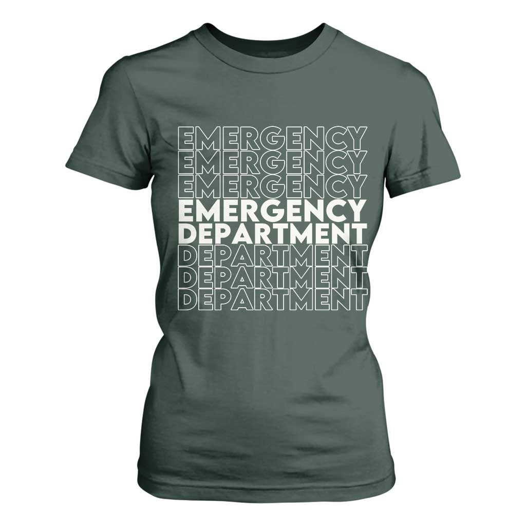 Emergency Department T Shirt For Women Retro ER Nurse Gift TS10 Dark Forest Green Print Your Wear