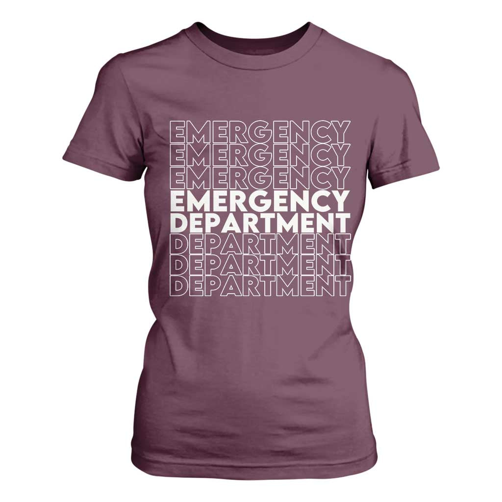 Emergency Department T Shirt For Women Retro ER Nurse Gift TS10 Maroon Print Your Wear