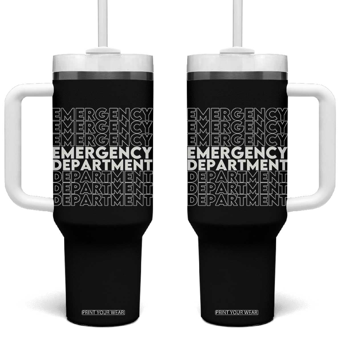 Emergency Department Tumbler With Handle Retro ER Nurse Gift TS10 One Size: 40 oz Black Print Your Wear