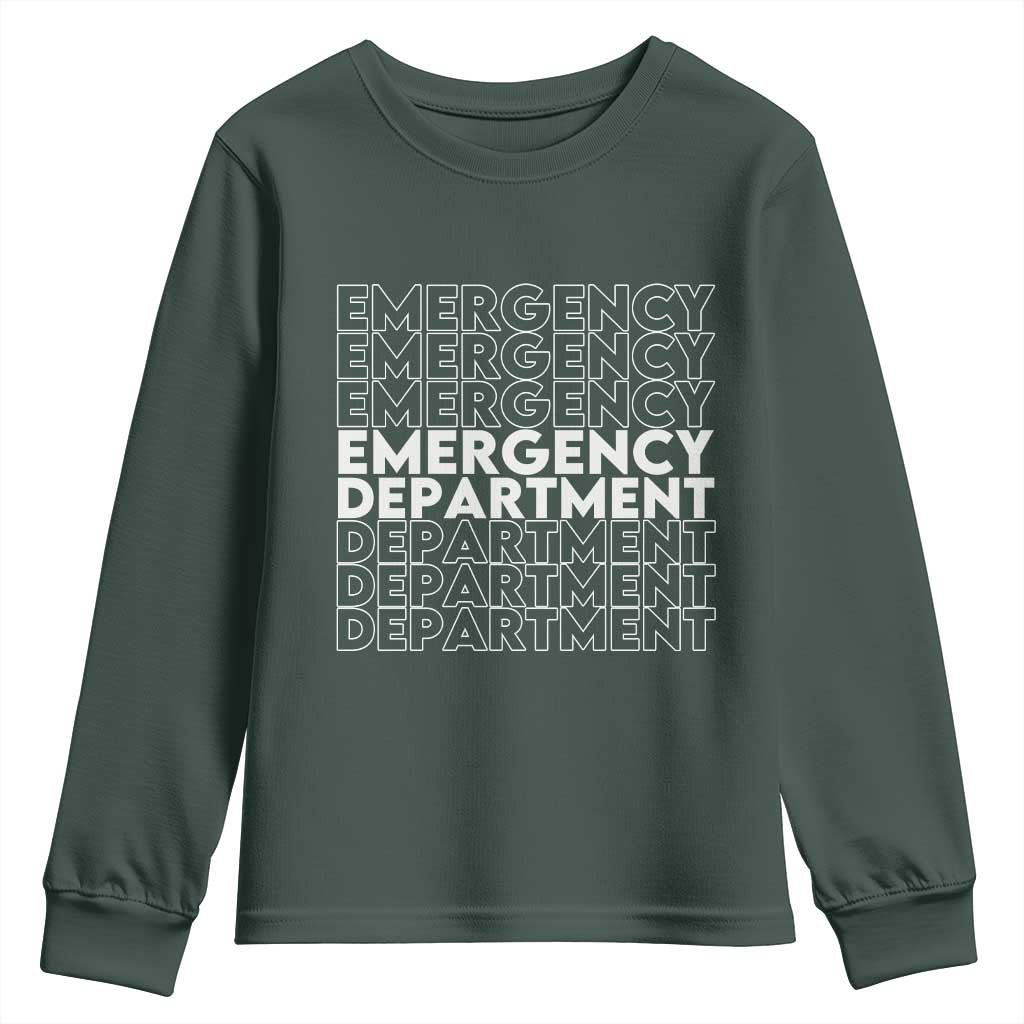 Emergency Department Youth Sweatshirt Retro ER Nurse Gift TS10 Dark Forest Green Print Your Wear