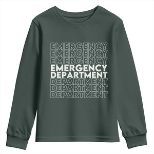 Emergency Department Youth Sweatshirt Retro ER Nurse Gift TS10 Dark Forest Green Print Your Wear