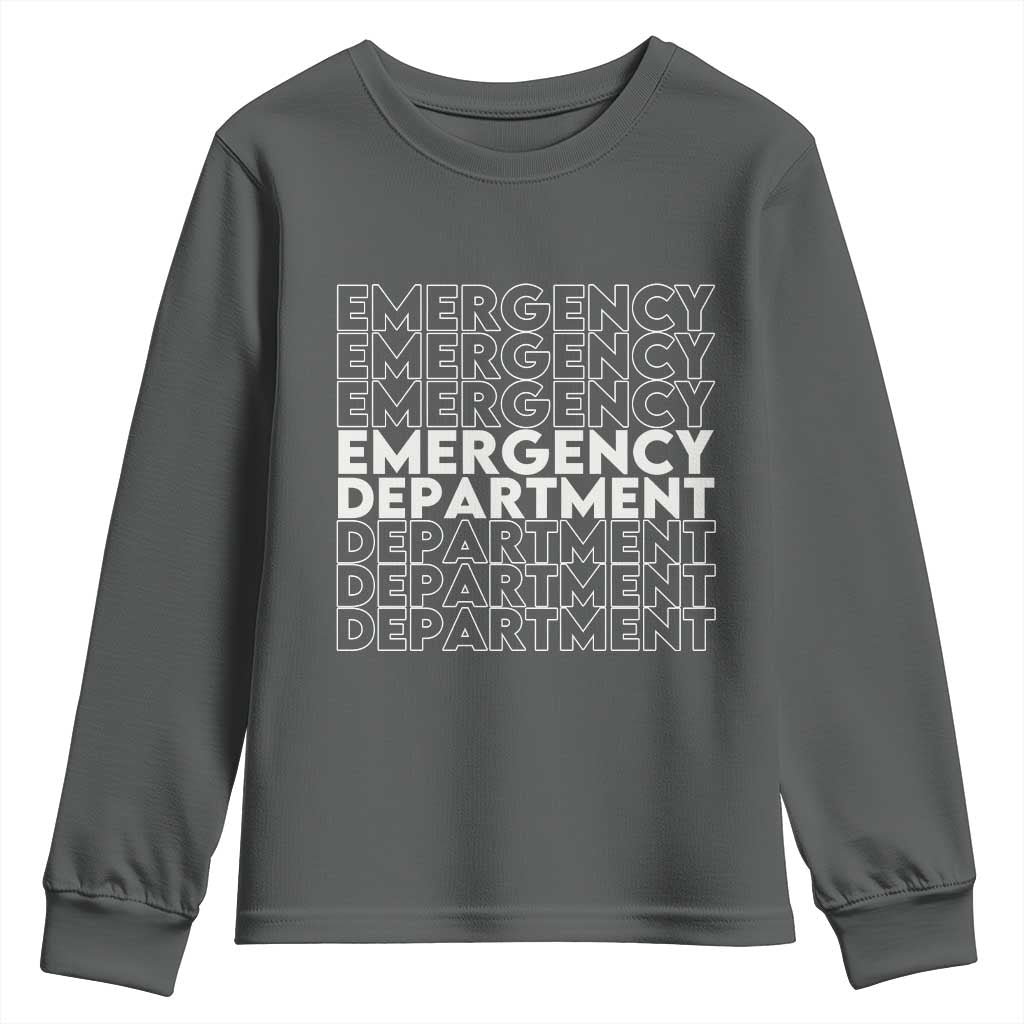 Emergency Department Youth Sweatshirt Retro ER Nurse Gift TS10 Dark Heather Print Your Wear