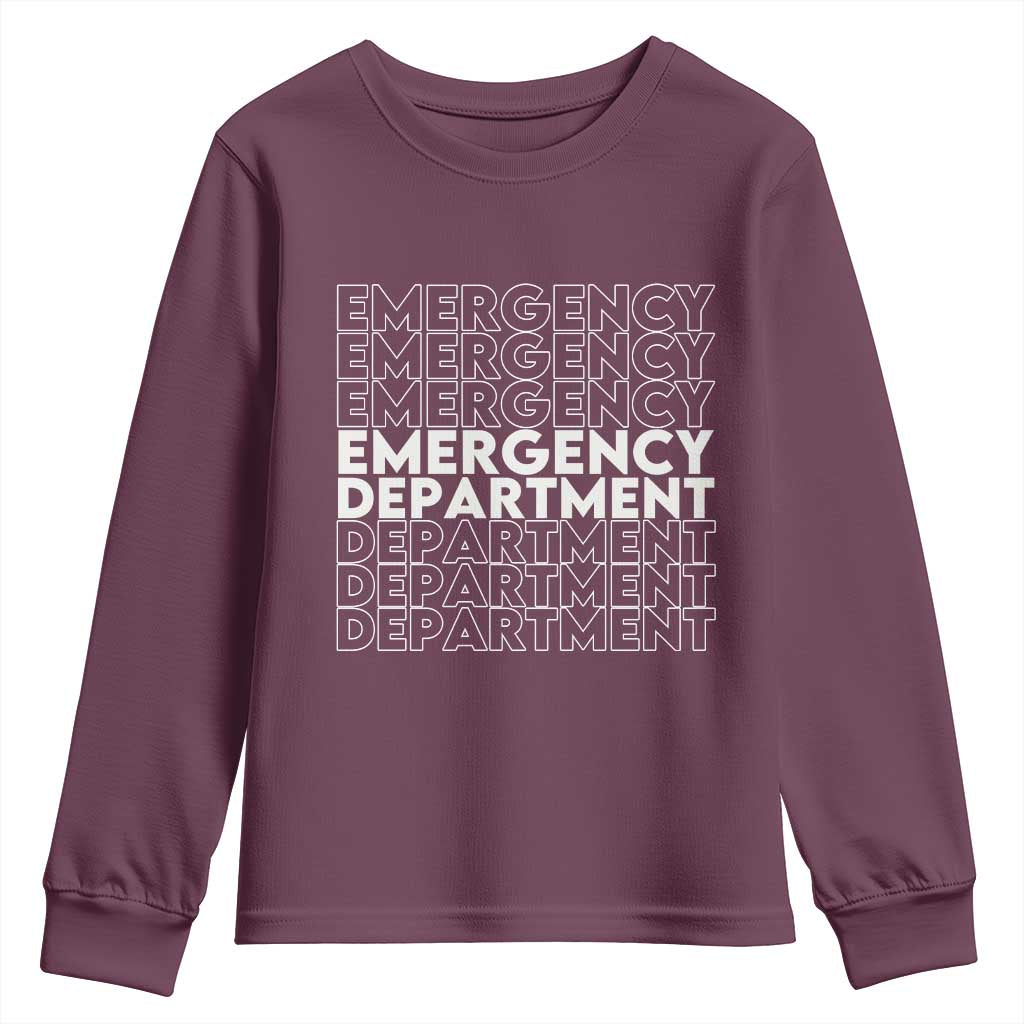 Emergency Department Youth Sweatshirt Retro ER Nurse Gift TS10 Maroon Print Your Wear