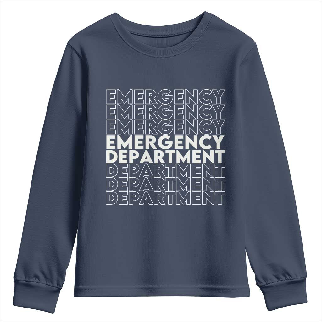 Emergency Department Youth Sweatshirt Retro ER Nurse Gift TS10 Navy Print Your Wear