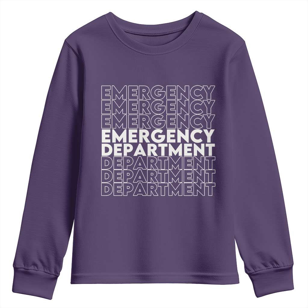 Emergency Department Youth Sweatshirt Retro ER Nurse Gift TS10 Purple Print Your Wear