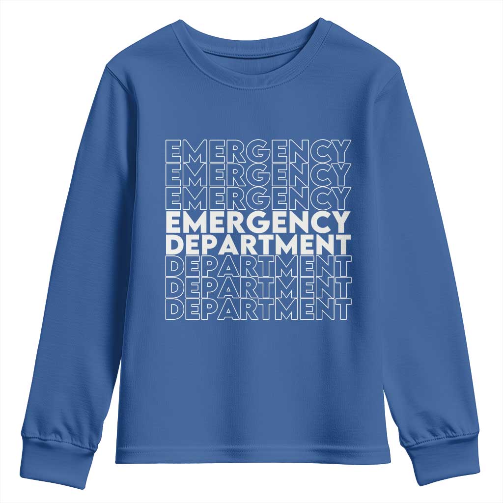Emergency Department Youth Sweatshirt Retro ER Nurse Gift TS10 Royal Blue Print Your Wear