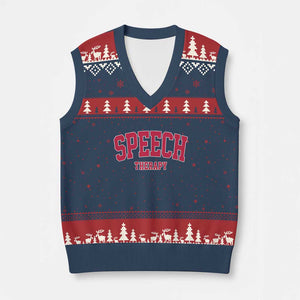 Retro Speech Therapy V-Neck Knit Sweater Vest Special Education Therapist Teacher Appreciation TS10 Navy Red Print Your Wear
