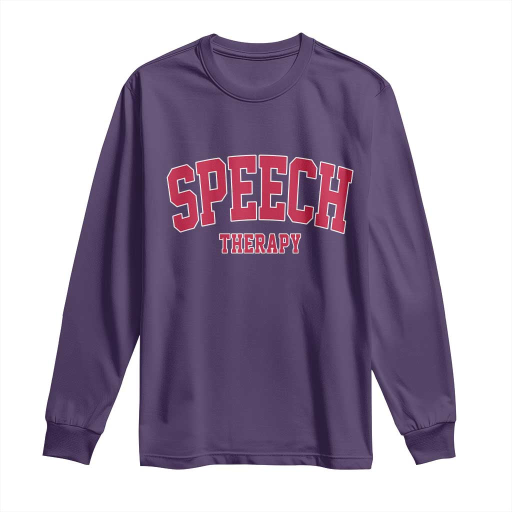 Retro Speech Therapy Long Sleeve Shirt Special Education Therapist Teacher Appreciation TS10 Purple Print Your Wear