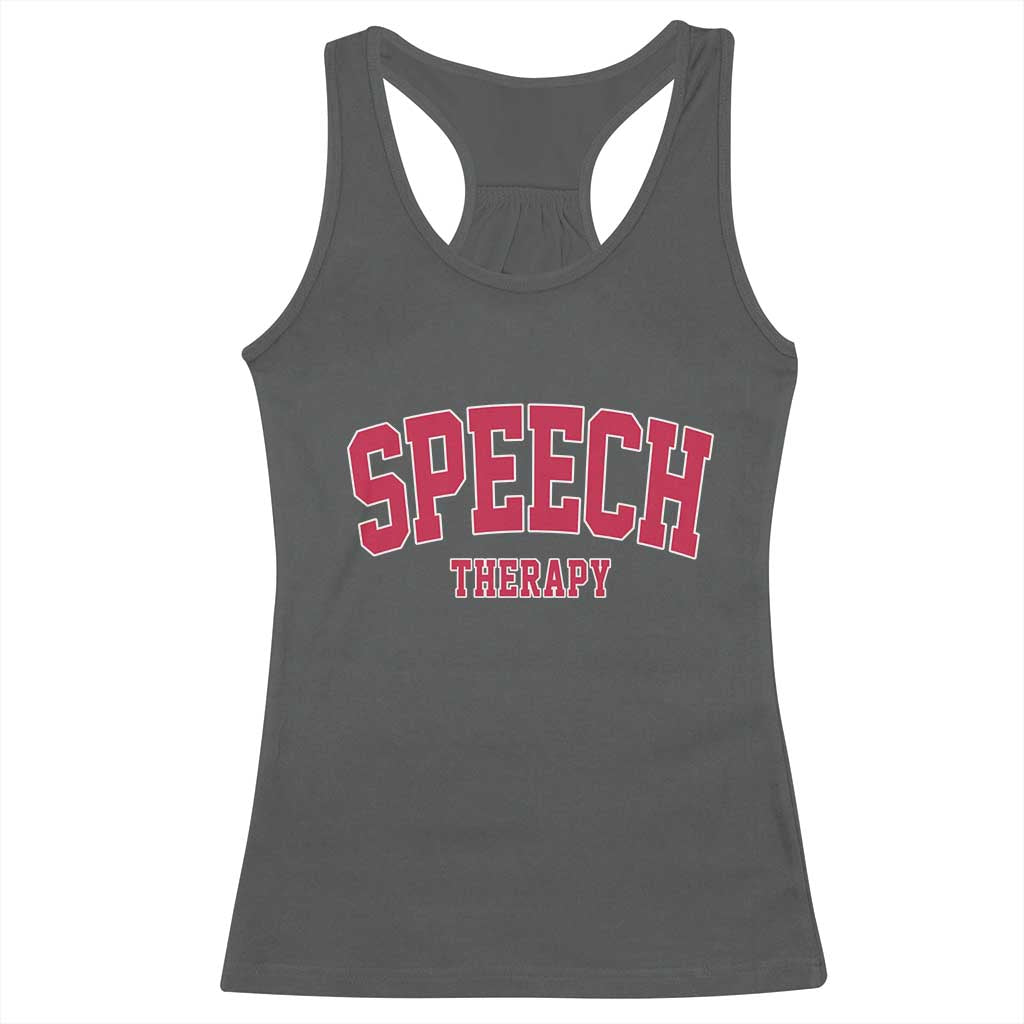 Retro Speech Therapy Racerback Tank Top Special Education Therapist Teacher Appreciation TS10 Dark Heather Print Your Wear