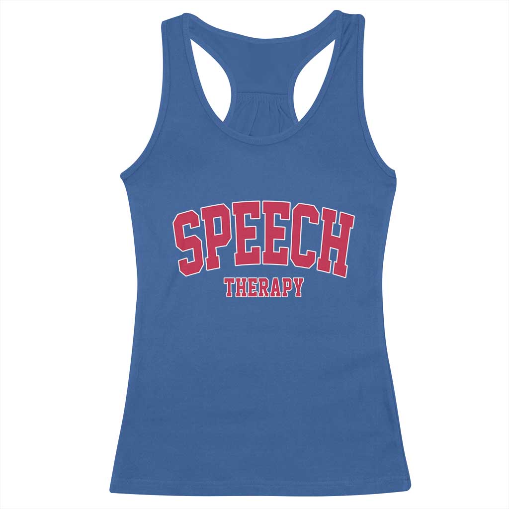 Retro Speech Therapy Racerback Tank Top Special Education Therapist Teacher Appreciation TS10 Royal Blue Print Your Wear