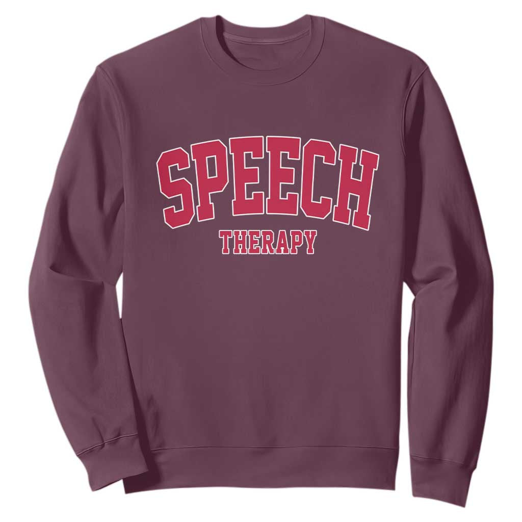 Retro Speech Therapy Sweatshirt Special Education Therapist Teacher Appreciation TS10 Maroon Print Your Wear