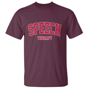 Retro Speech Therapy T Shirt Special Education Therapist Teacher Appreciation TS10 Maroon Print Your Wear