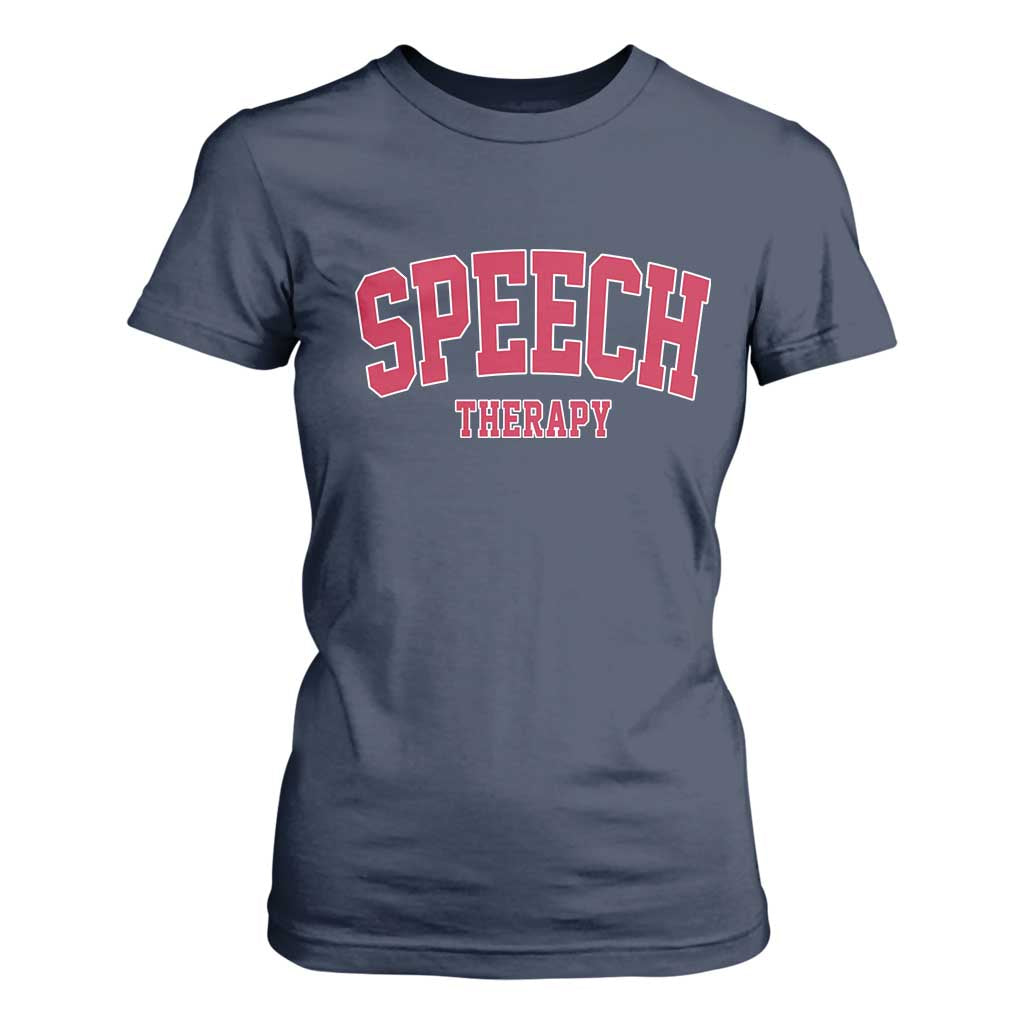 Retro Speech Therapy T Shirt For Women Special Education Therapist Teacher Appreciation TS10 Navy Print Your Wear