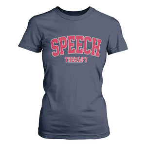 Retro Speech Therapy T Shirt For Women Special Education Therapist Teacher Appreciation TS10 Navy Print Your Wear