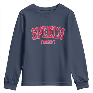 Retro Speech Therapy Youth Sweatshirt Special Education Therapist Teacher Appreciation TS10 Navy Print Your Wear
