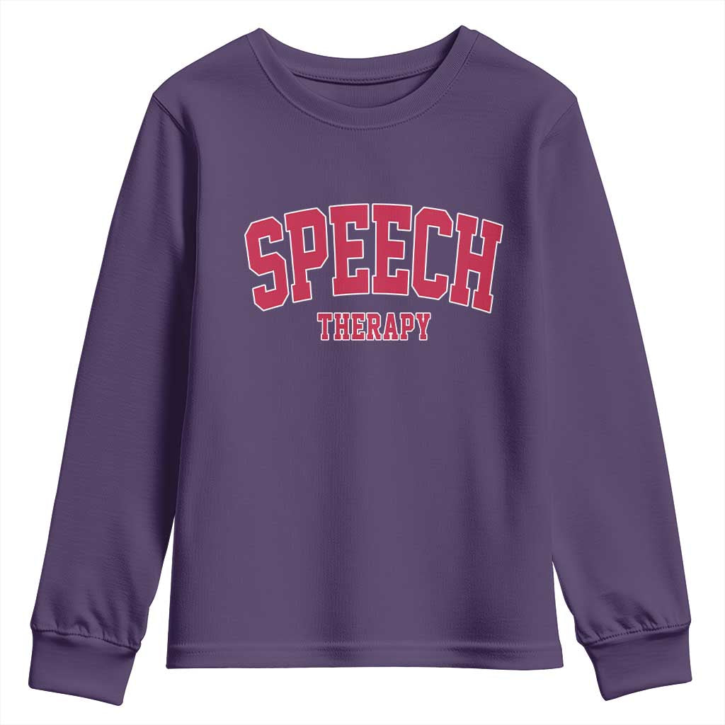 Retro Speech Therapy Youth Sweatshirt Special Education Therapist Teacher Appreciation TS10 Purple Print Your Wear