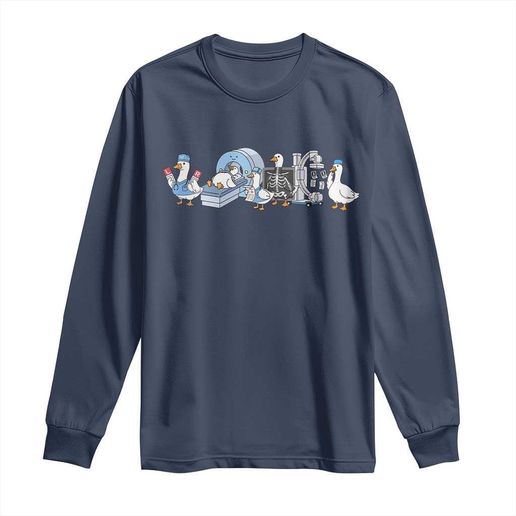 Radiologic Technologist Goose Long Sleeve Shirt Funny X-Ray Tech CT MRI Gooses TS10 Navy Print Your Wear
