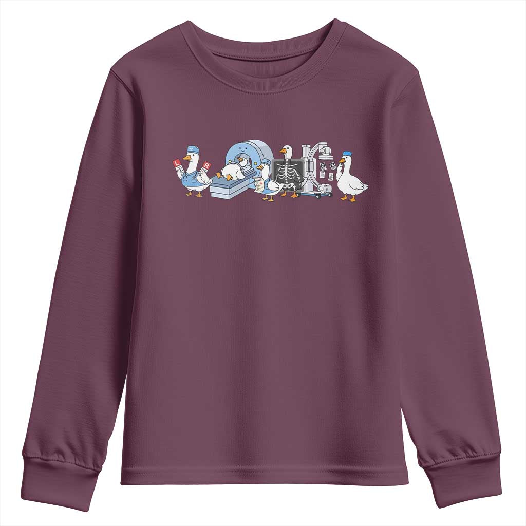 Radiologic Technologist Goose Youth Sweatshirt Funny X-Ray Tech CT MRI Gooses TS10 Maroon Print Your Wear