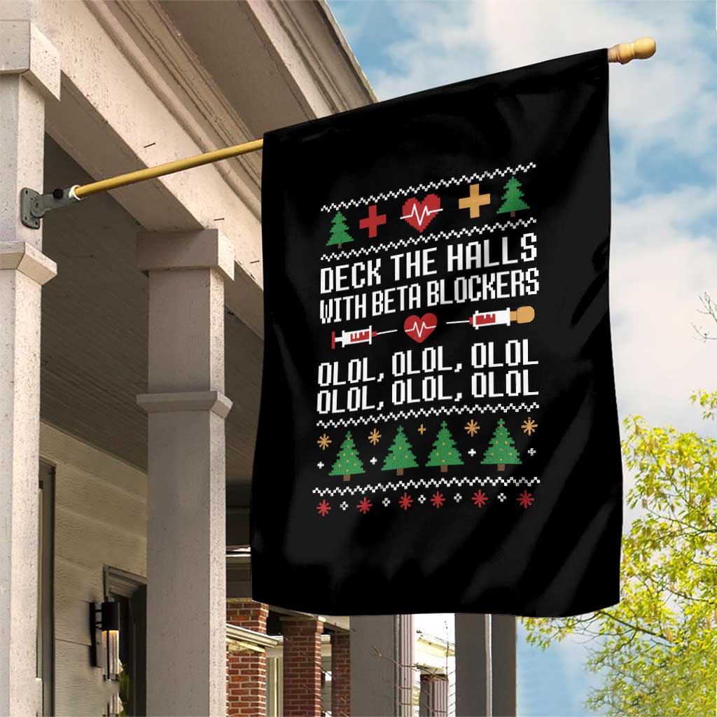 Funny Nurse Ugly Xmas Garden Flag Deck The Hall With Beta Blockers TS10 Print Your Wear