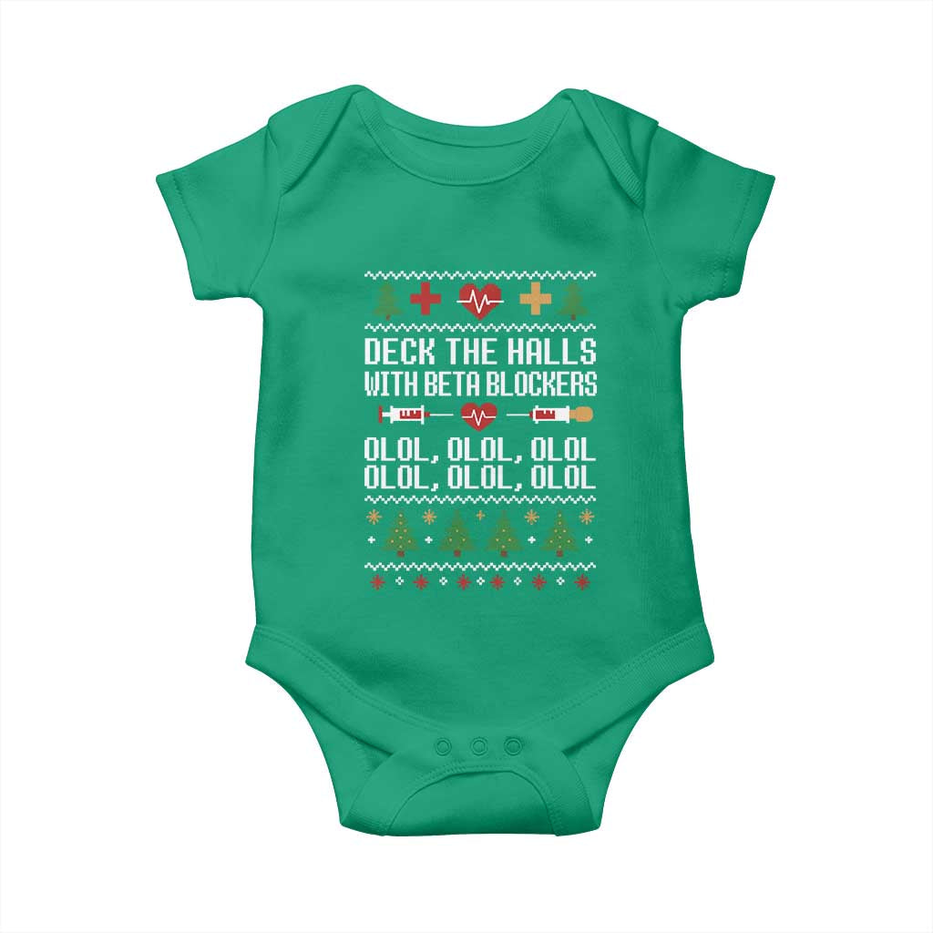 Funny Nurse Ugly Xmas Baby Onesie Deck The Hall With Beta Blockers TS10 Irish Green Print Your Wear