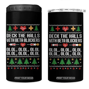Funny Nurse Ugly Xmas 4 in 1 Can Cooler Tumbler Deck The Hall With Beta Blockers TS10 One Size: 16 oz Black Print Your Wear