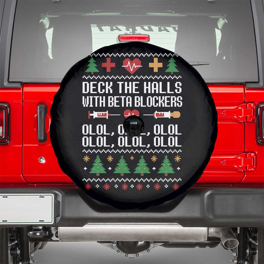 Funny Nurse Ugly Xmas Spare Tire Cover Deck The Hall With Beta Blockers TS10 Black Print Your Wear