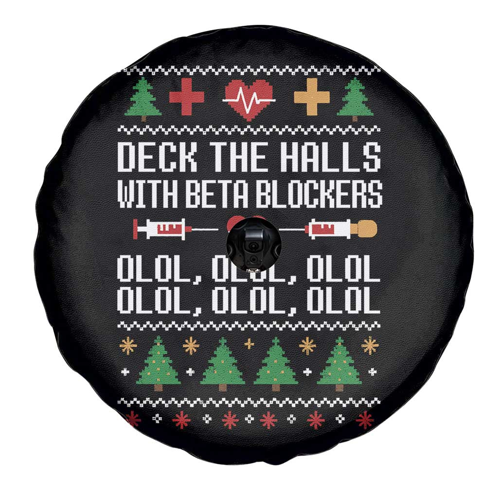 Funny Nurse Ugly Xmas Spare Tire Cover Deck The Hall With Beta Blockers TS10 Print Your Wear