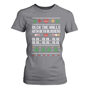 Funny Nurse Ugly Xmas T Shirt For Women Deck The Hall With Beta Blockers TS10 Charcoal Print Your Wear