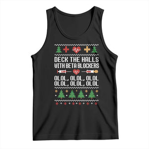 Funny Nurse Ugly Xmas Tank Top Deck The Hall With Beta Blockers TS10 Black Print Your Wear