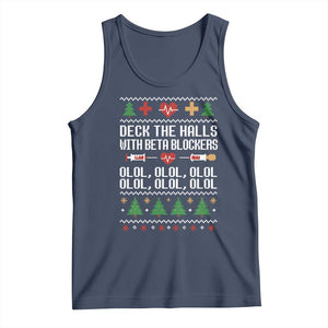 Funny Nurse Ugly Xmas Tank Top Deck The Hall With Beta Blockers TS10 Navy Print Your Wear