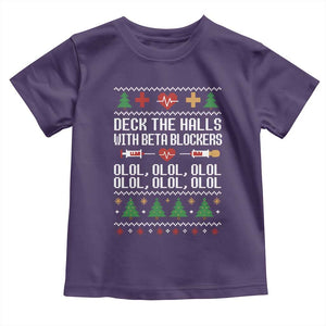 Funny Nurse Ugly Xmas Toddler T Shirt Deck The Hall With Beta Blockers TS10 Purple Print Your Wear