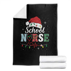 Christmas School Nurse Throw Blanket Xmas Lights Red Santa Hat Crew Nurse TS10 Black Print Your Wear