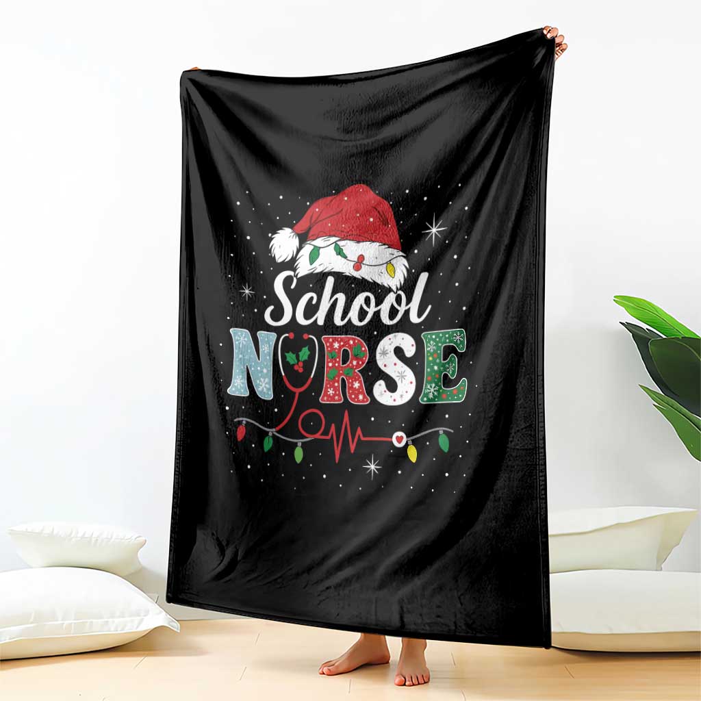 Christmas School Nurse Throw Blanket Xmas Lights Red Santa Hat Crew Nurse TS10 Print Your Wear
