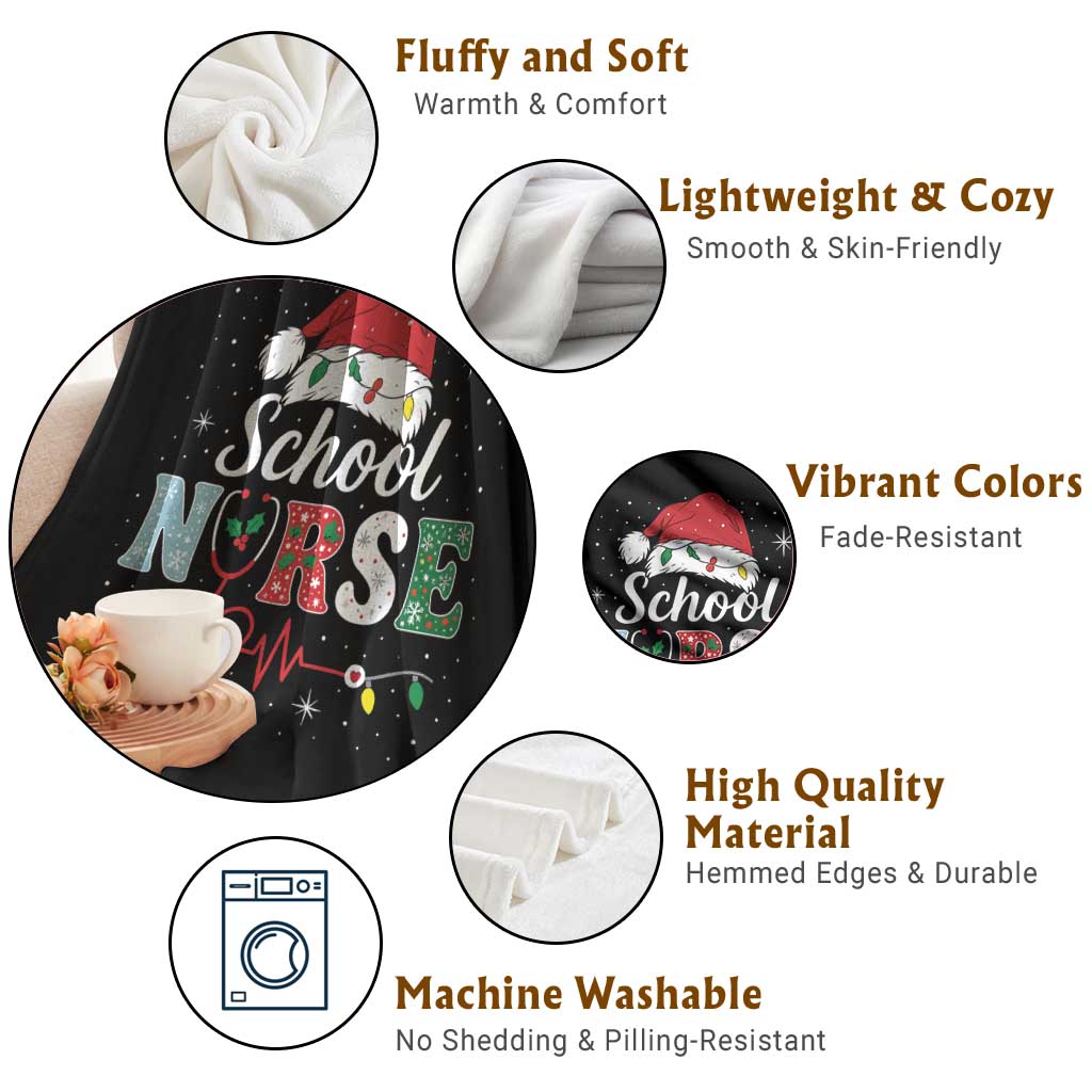 Christmas School Nurse Throw Blanket Xmas Lights Red Santa Hat Crew Nurse TS10 Print Your Wear