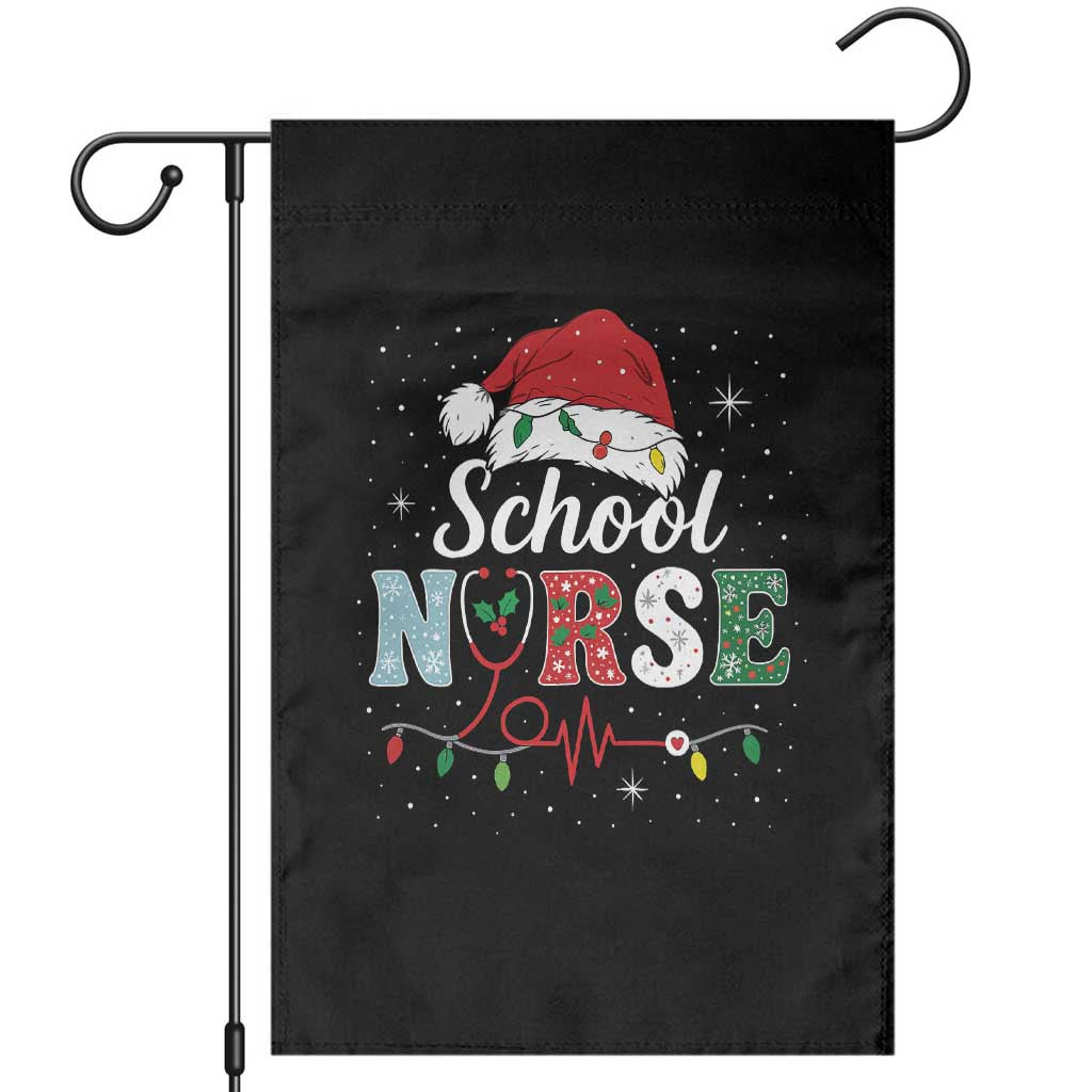 Christmas School Nurse Garden Flag Xmas Lights Red Santa Hat Crew Nurse TS10 Black Print Your Wear