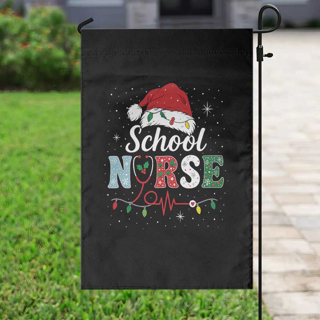 Christmas School Nurse Garden Flag Xmas Lights Red Santa Hat Crew Nurse TS10 Print Your Wear