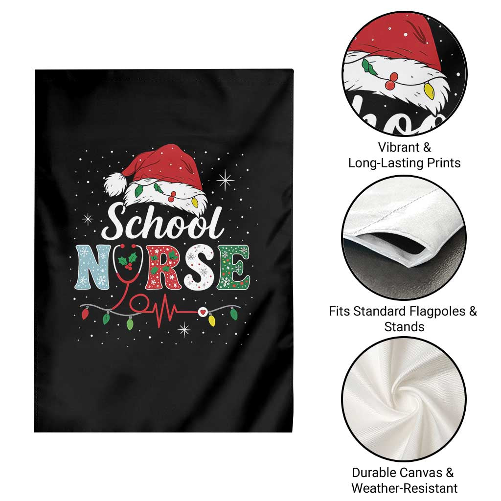 Christmas School Nurse Garden Flag Xmas Lights Red Santa Hat Crew Nurse TS10 Print Your Wear
