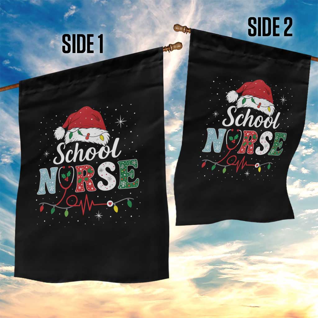 Christmas School Nurse Garden Flag Xmas Lights Red Santa Hat Crew Nurse TS10 Print Your Wear