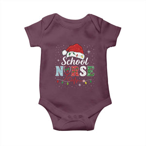 Christmas School Nurse Baby Onesie Xmas Lights Red Santa Hat Crew Nurse TS10 Maroon Print Your Wear